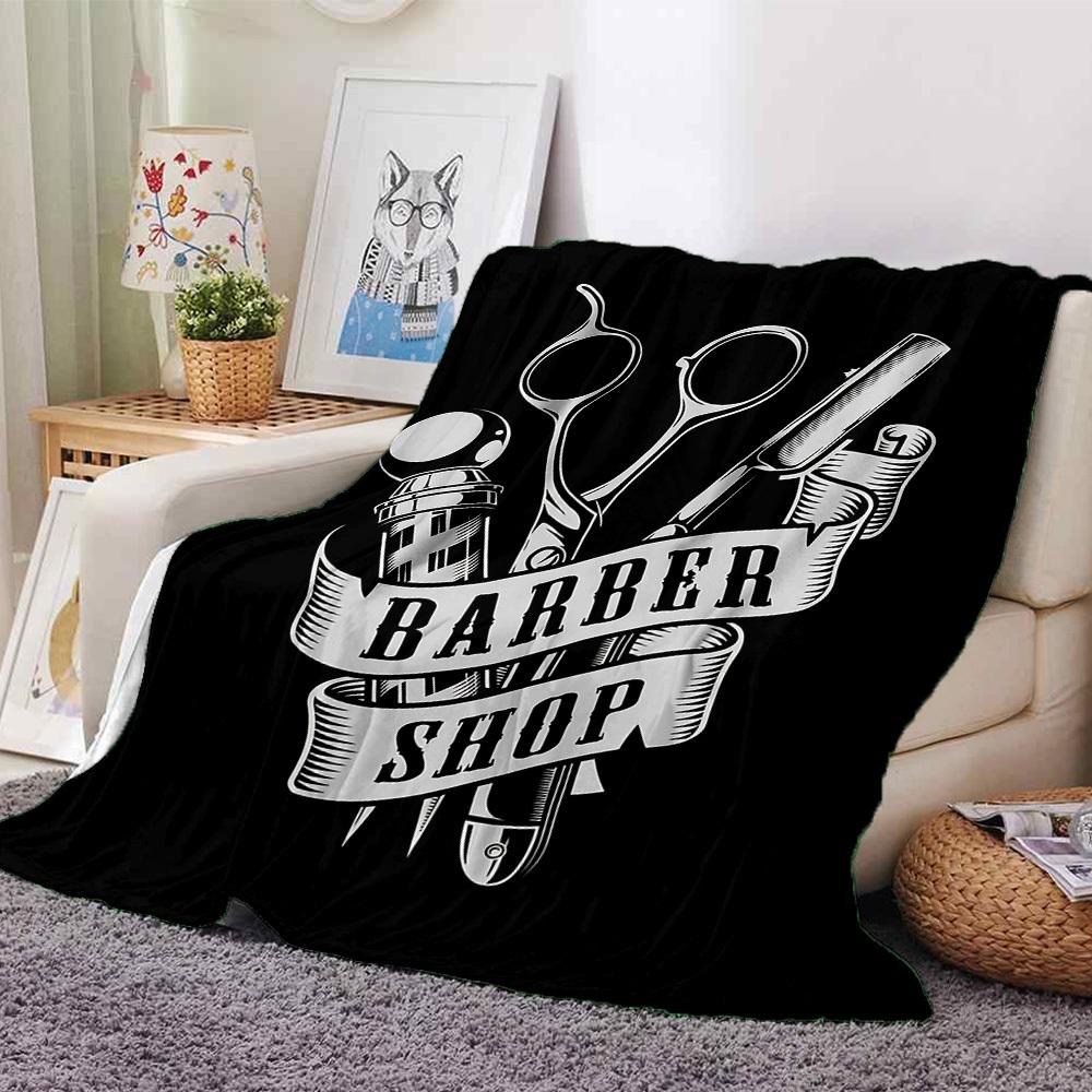 

1pc BARBER SHOP Soft Warm Throw for Home, Office, Trave, All-Season Cozy Bedding Gift, Office Cozy Accessory 1016 80cmx120cm(31inx47in)