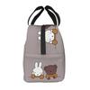 LDU Miffy Lunch Bag, Black, Insulated Lunch Box with Zipper, Compact, Soft Cooler Bag