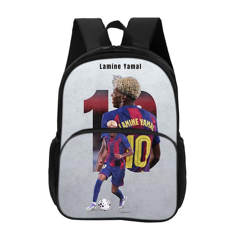 Travel Large Capacity Knapsack L-Lamin Yamal Students Kids Football Star School Bag with Front Pocket Backpack Sports Bookbag