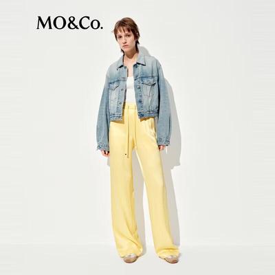 MO&Co. Women's High-Waist Straight Leg Satin Pants
