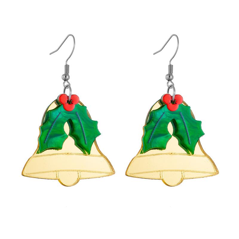 Christmas Bell Mirror Acrylic Earrings Retro Creative European and American Women's Simple Earrings