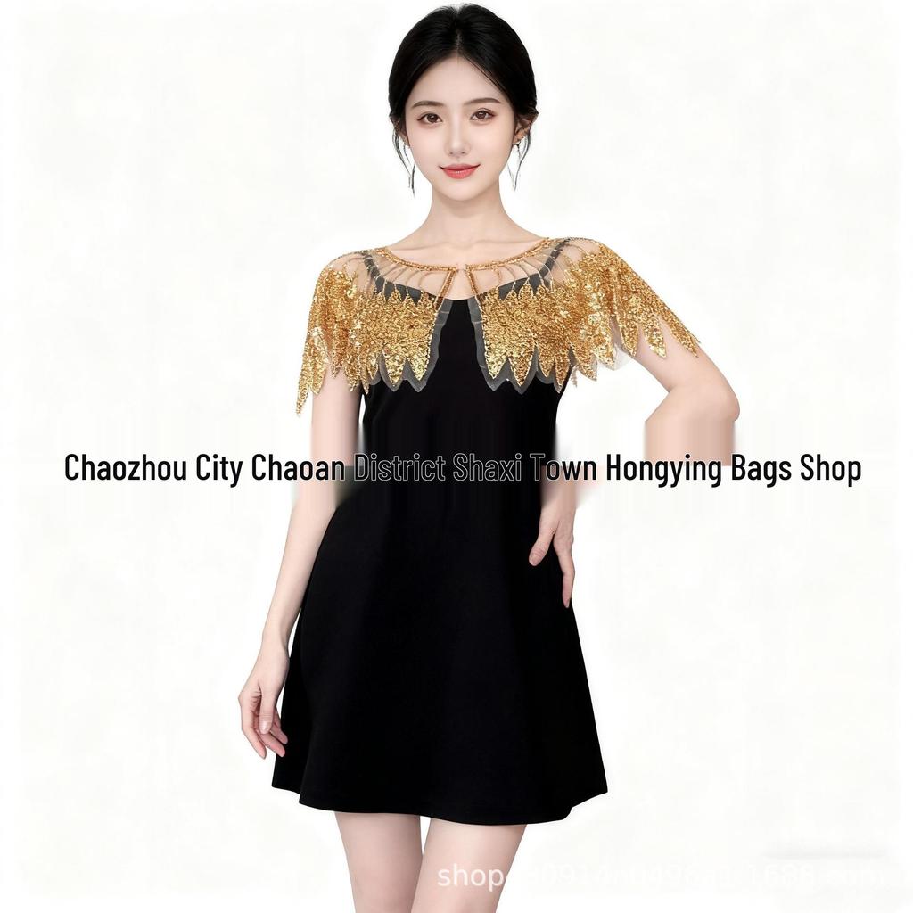 Stylish Summer Sequin Mesh Shawl Cape - Sun Protection Qipao Bolero Top