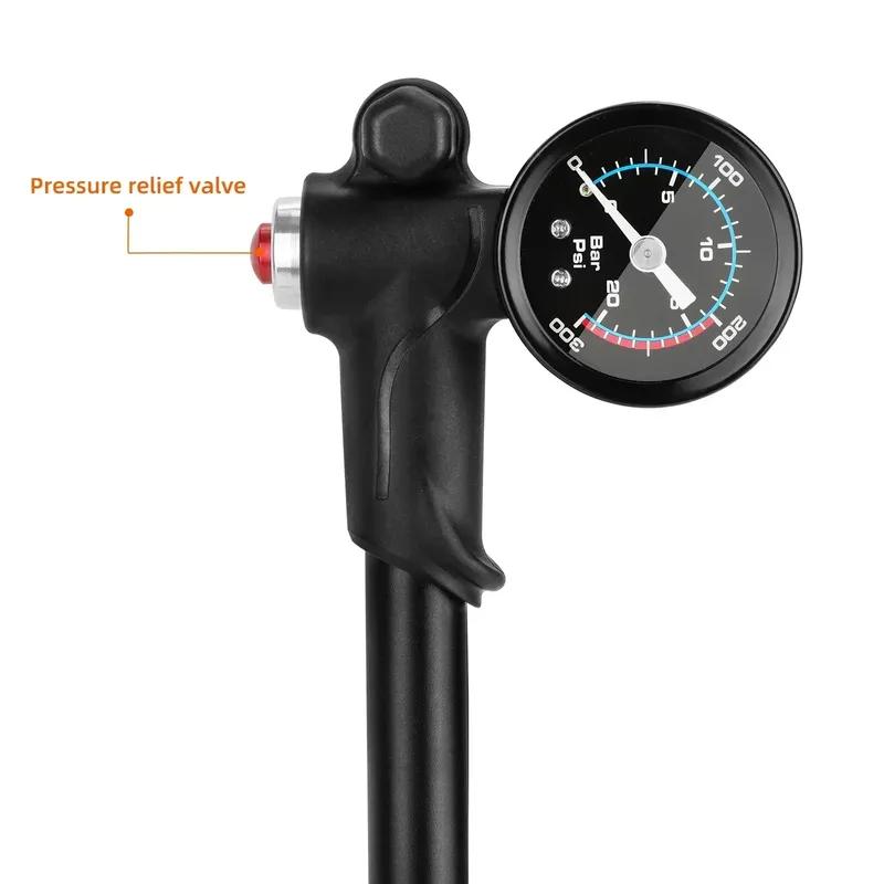 DNM Bicycle Portable Air Pump 300PSI For Air Shock Absorber Bike Air Front Fork Bicycle Tire Mini Pump