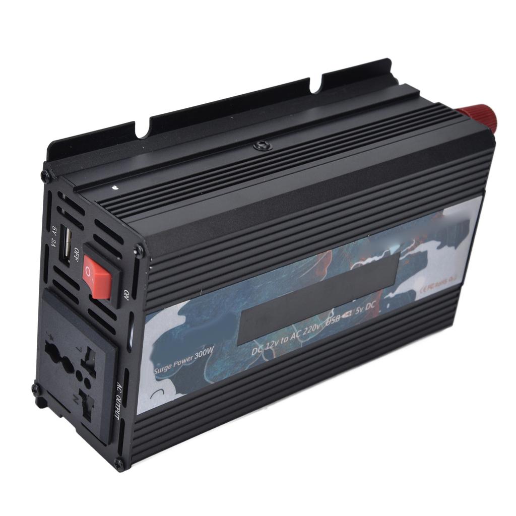 300W Smart Power Converter with Display Aluminium Alloy DC12V To AC220V Power Inverters