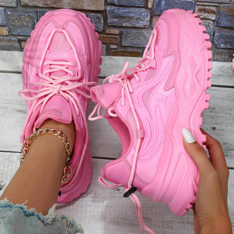 Baskets Casual Jaune Fluorescent Mode Respirantes Printemps Plateforme Chaussures de Sport Femmes Slip On Dames Chaussures de Marche d'Extérieur Amoureux