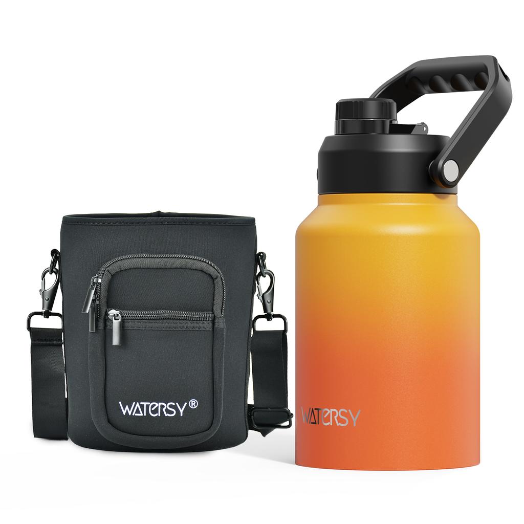 WATERSY 1.8L Insulated Water Bottle 64oz Stainless Steel Thermal Large Capacity with Handle for Outdoor Camping Vacuum Flask