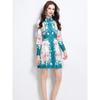 Summer Autumn Women Turn-down Collar Print Single Breasted Shirt Party Mini Short Dresses With Belt