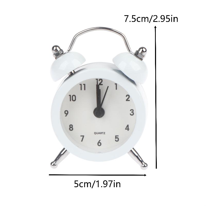 Mini Retro Twin Bell Alarm Clock Simple Desktop Wake Up Clock Small Desk Clock For Students Bedroom Office Home Table Decor