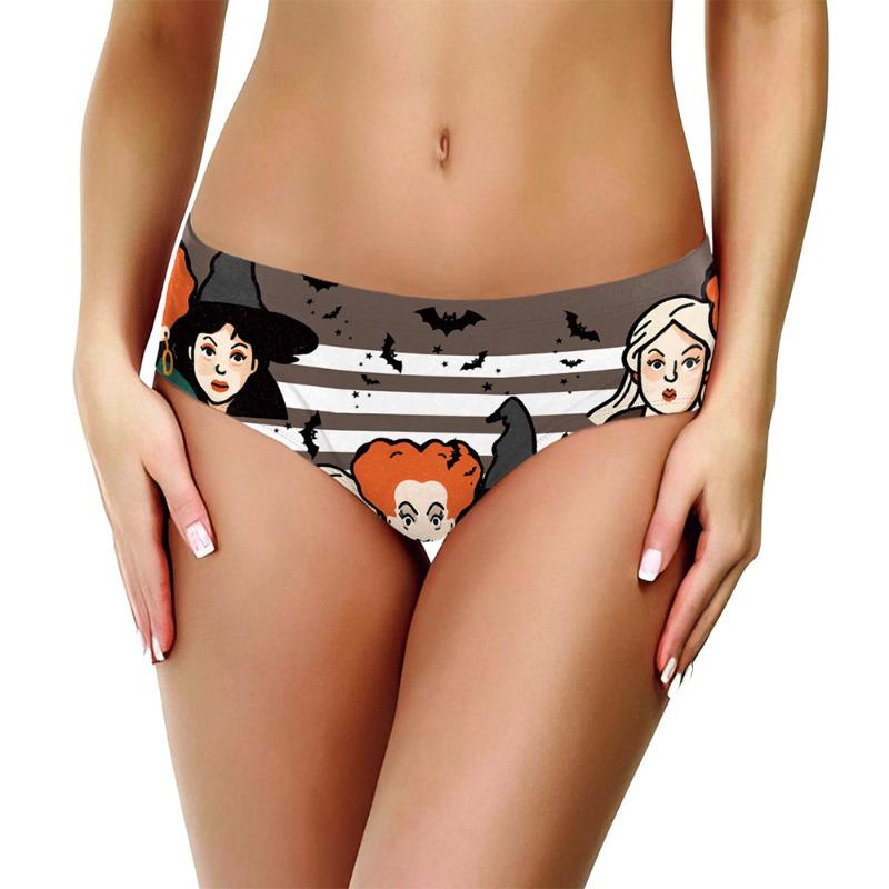 Halloween Damen Gestreifte Schädel und Kopf Slips Digitaldruck Sexy Slips Panties Damen