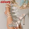 Fashion Fashion Ankle Wrap Women Super High Heels Pumps Shoes Luxury Rhinestones Bling Ladies Heels Shoes Female Slides Sandals