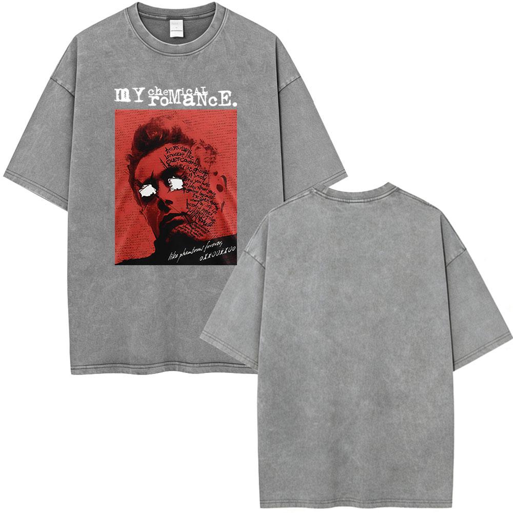Rock Band My Chemical Romance Washed Tshirt The Black Parade Tour Merch Fans Gifts Tshirts Mens Clothing Punk T Shirts