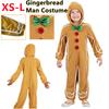 Weihnachts-Lebkuchenmann-Strampler mit Kapuze Kinder Halloween Party Kostüm Cosplay Kleidung Weihnachten Kinder Schlafanzug Geschenke Set XS-L