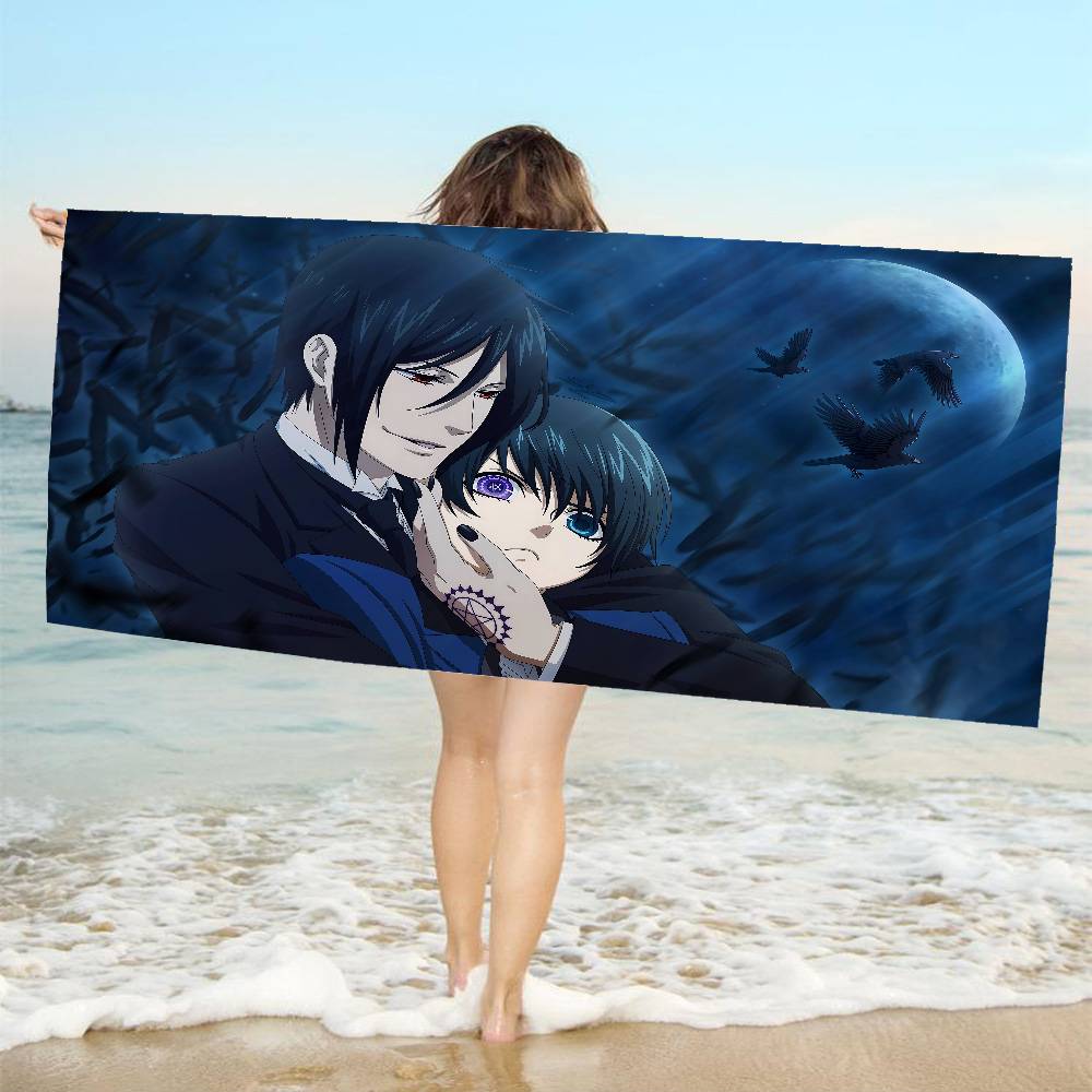 Manga Series Black Butlers Anime Beach Swimming Towel Soft Absorbent Washcloth Children's Gifts for Kids Travel Camping Gym