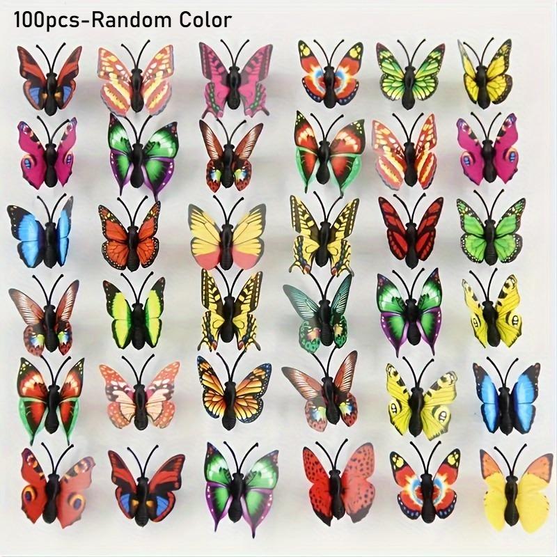 

100/200pcs Faux Butterflies - Colorful Plastic Decor for Hats, Slippers & DIY Crafts,For Wall Art Decorative Hanging Decorations