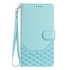 For iPhone 15 Pro Max Case Imprinted Honeycomb RFID Blocking Leather Phone Cover with Strap