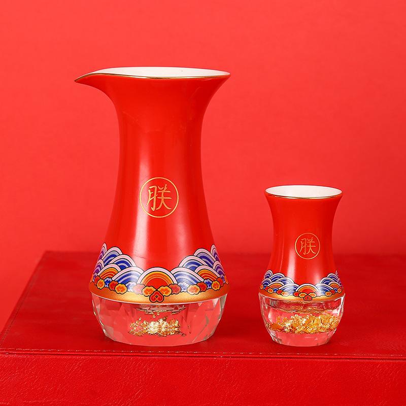 

Ceramic Gold Foil Baijiu Cup Set, Household Crystal Glass Wine Dispenser, High-End Luxury Wine Set, Gift
