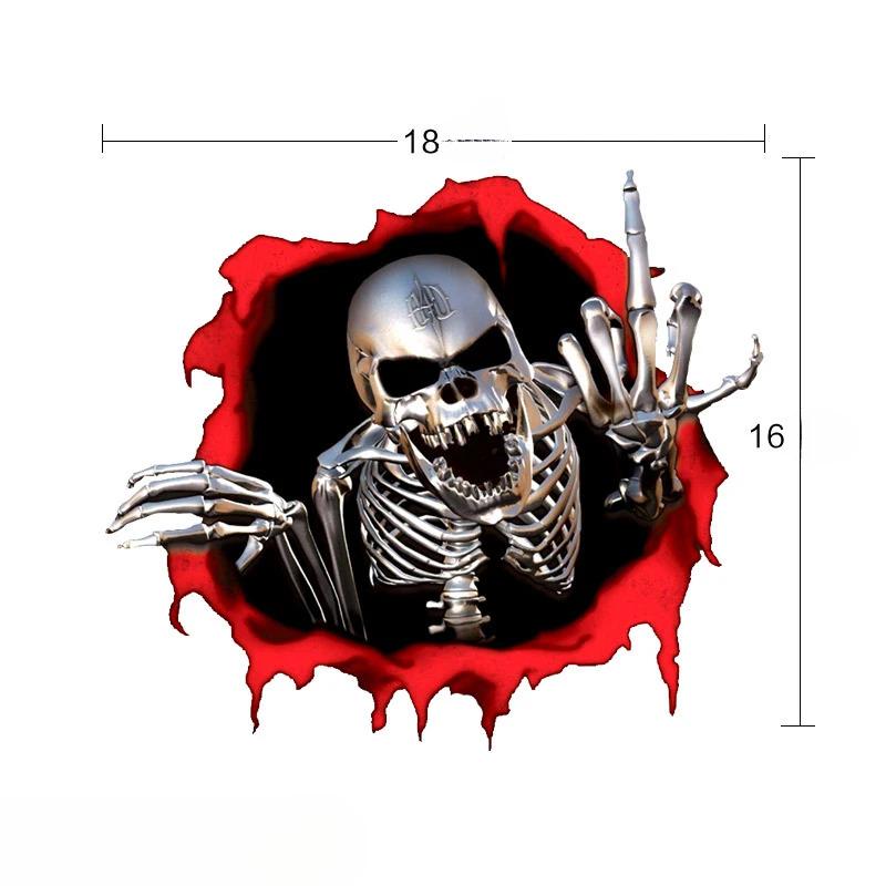 Personality 3D Skull Car Stickers Horror Skull Windshield Stickers Car Sticker for Motorcycle Car Decoration Car Accessories