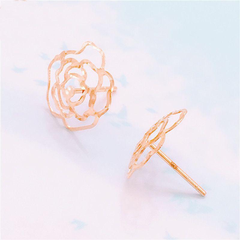 Pure Purple Gold Niche Temperament Hollow-Plated Rose Gold Rose Celebrity Stud Earrings
