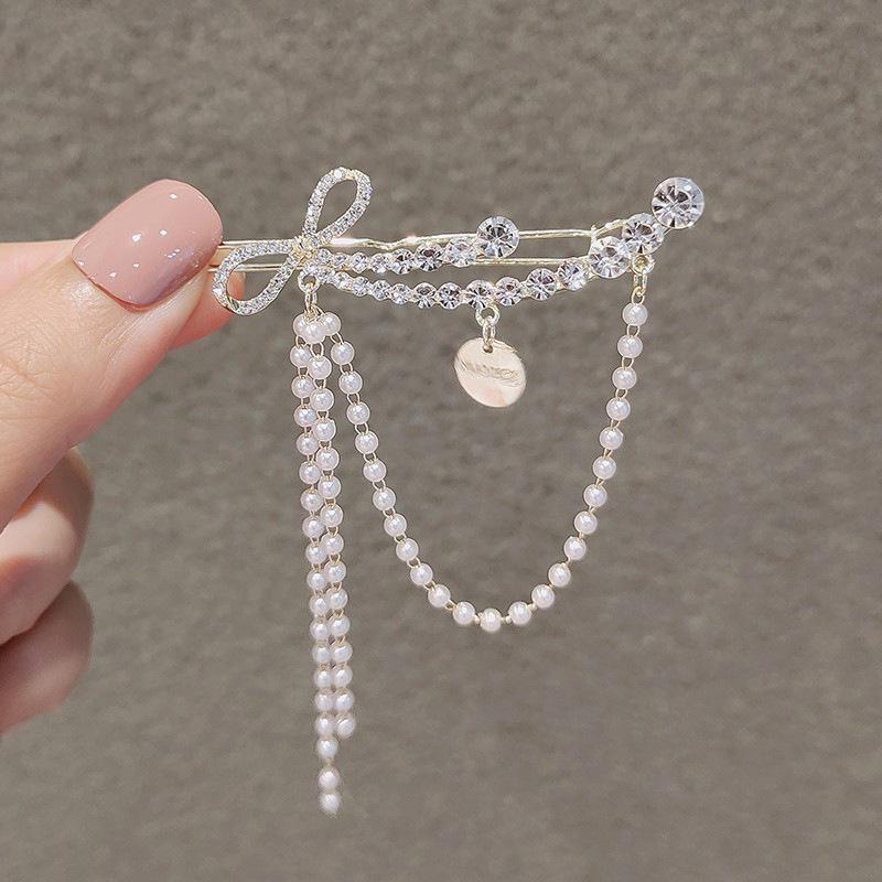 

Заколка для волос Dongdaemun Diamond Star Tassel - 2025 Изысканная клипса Bow tassel