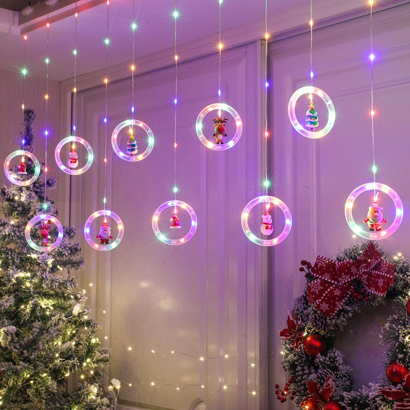 Christmas LED String Lights Star Circle Garland Fairy Lamp USB 3M Curtain Lights Christmas Decor for Bedroom Window Balcony
