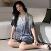 Premium Pajamas Women's Summer Ice Silk Short Sleeves Fat Mm Ice and Snow Silk Simulation Silk Suit New Chinese National Style