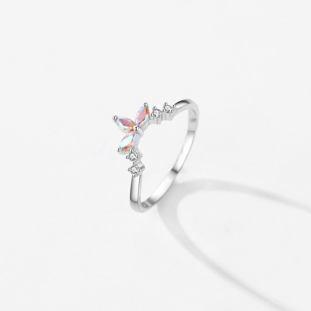 MODIAN Echt 925 Sterling Silber Mode Krone Fingerring für Frauen Regenbogen Feuer Zirkon Hochzeit Verlobungsband Edlen Schmuck