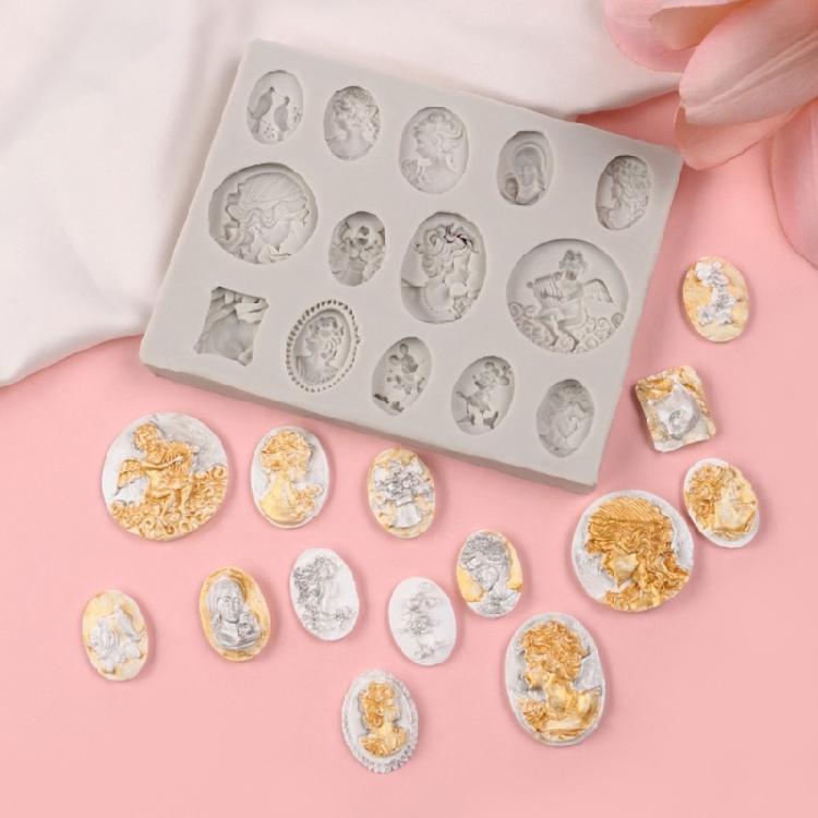Artistic Silicone Embossing Mould Designed For Lady Portrait Details In Resin And Clay Art