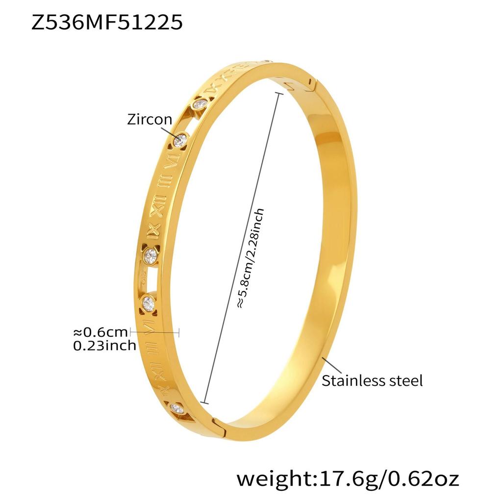 18K Gold-Plated Stainless Steel Bracelet with Zirconia Insets – Geometric Luxury Design