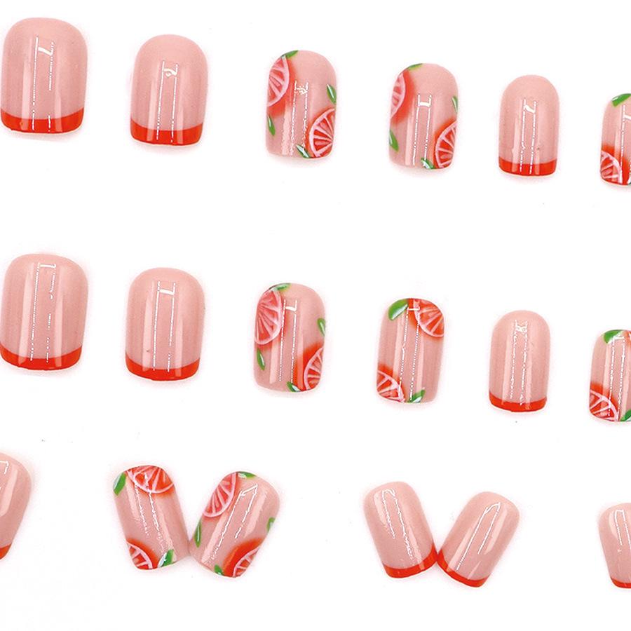 Eco-Friendly Cute Orange French Press-On Nail Tips