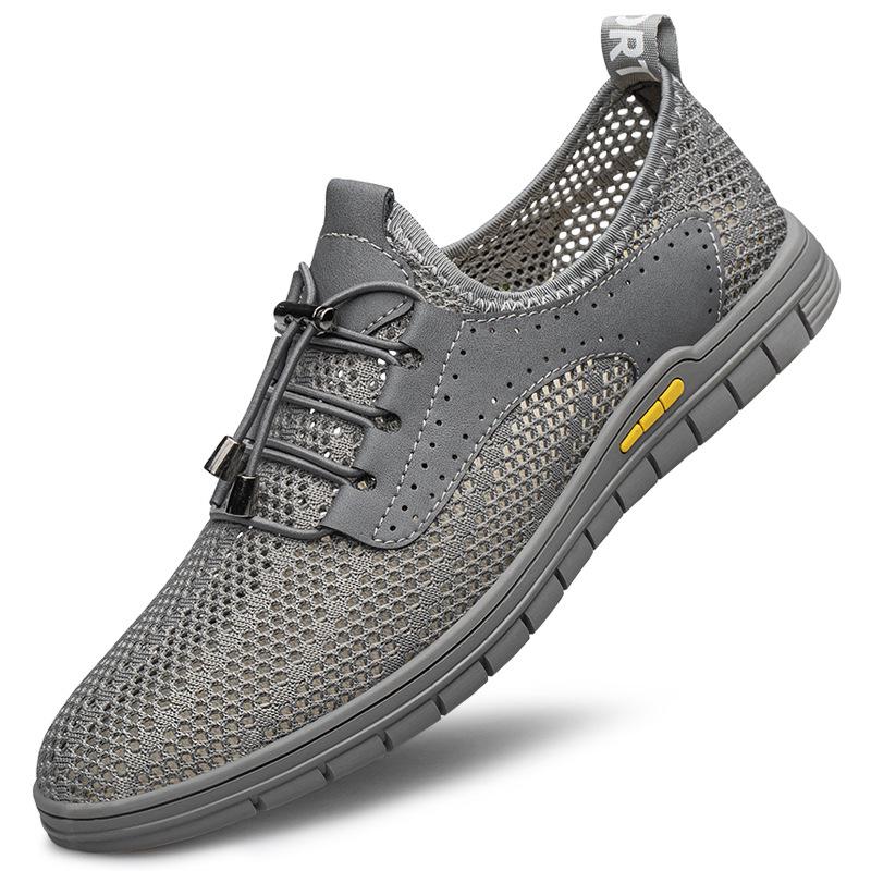 2026 Men's Breathable Lace-up Flyknit Sports Shoes, Lightweight and Hollow Mesh, Large Size Available
