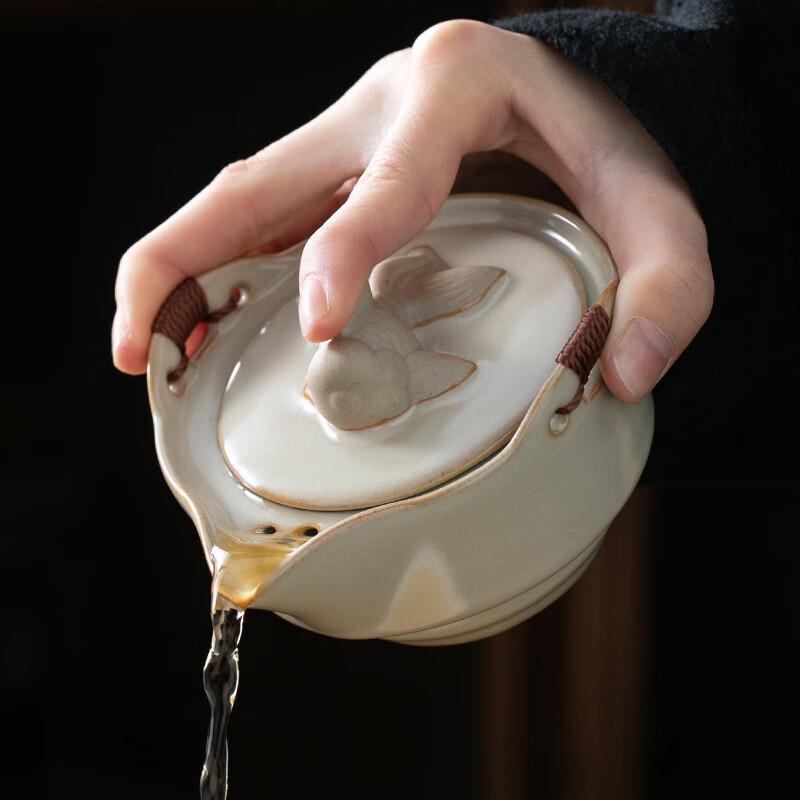 Shangqi Beige Ru Kiln Teapot Gaiwan Set