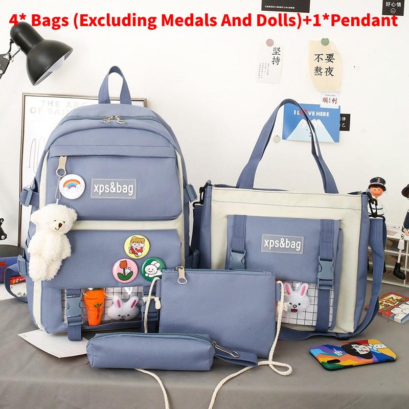 Bag Xps Letter Print Backpack With Pendant Large Capacity Schoolbag Kids Gift