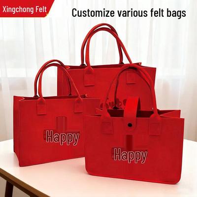 Borsa shopper in feltro rosso spesso per regali di nozze cinesi