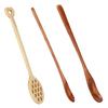 3Pcs Home Long Handle Wood Stirring Spoon Mixing Slotted Spoon for Coffee Milk Honey Use