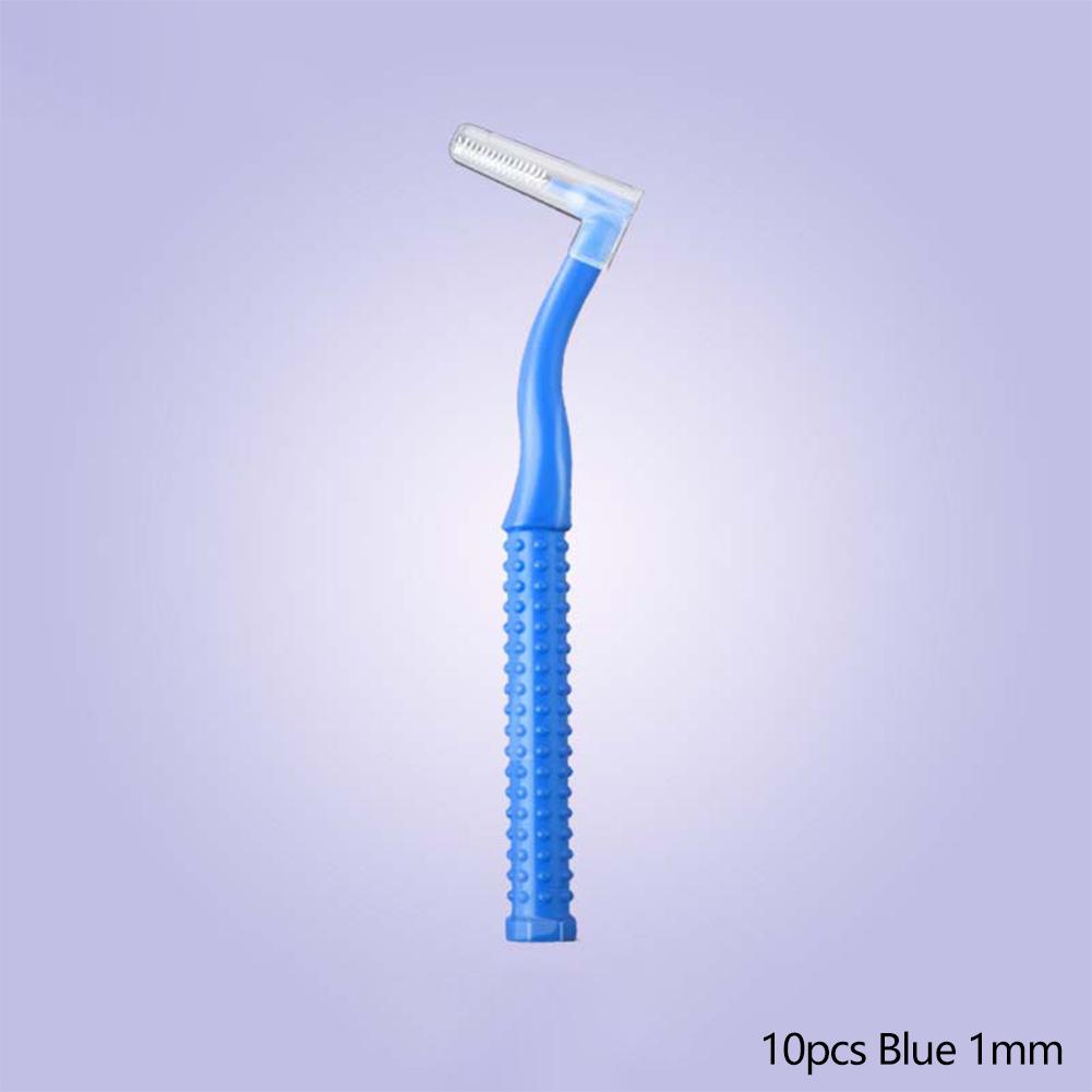 

10 шт. L-образная межзубная щетка с проволокой, ортодонтическая межзубная щетка с мягкой щетиной, средство для гигиены полости рта при кариесе 1mm синий