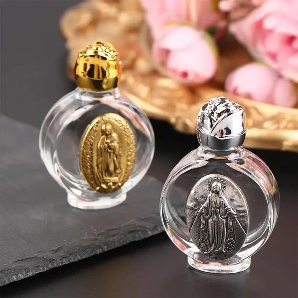 1 szt. Butelka na wodę święconą z Jezusem, butelka z krzyżem religijnym, butelka z rzeźbą chrześcijańskiej dziewicy, butelka na wodę święconą