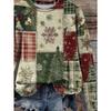 Women's Plus Size Christmas Sweatshirt - Vintage Patchwork with Snowflakes & Xmas Trees, Super Cozy & Stylish for Holiday Season! Grab Yours Now!