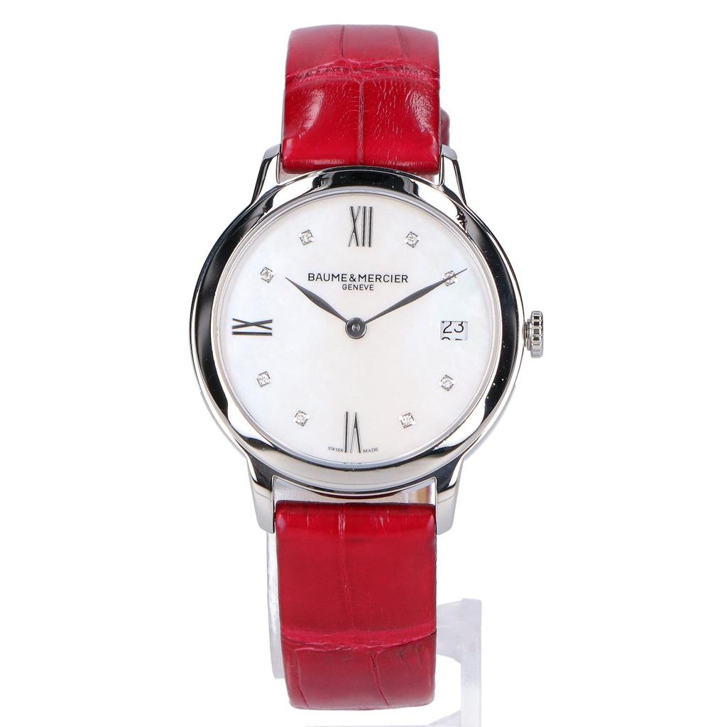 Baume&Mercier M0A10543 Classima Diamond Set MOP Quartz Watches Bordeaux Alligator strapUsed