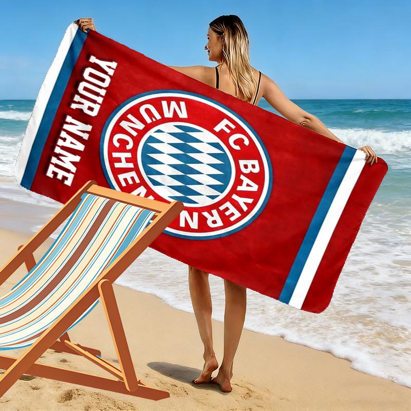 Custom Name Bayern Munich Print Beach Towel, Large Soft Quick Dry Towel for Beach Camping Swimming