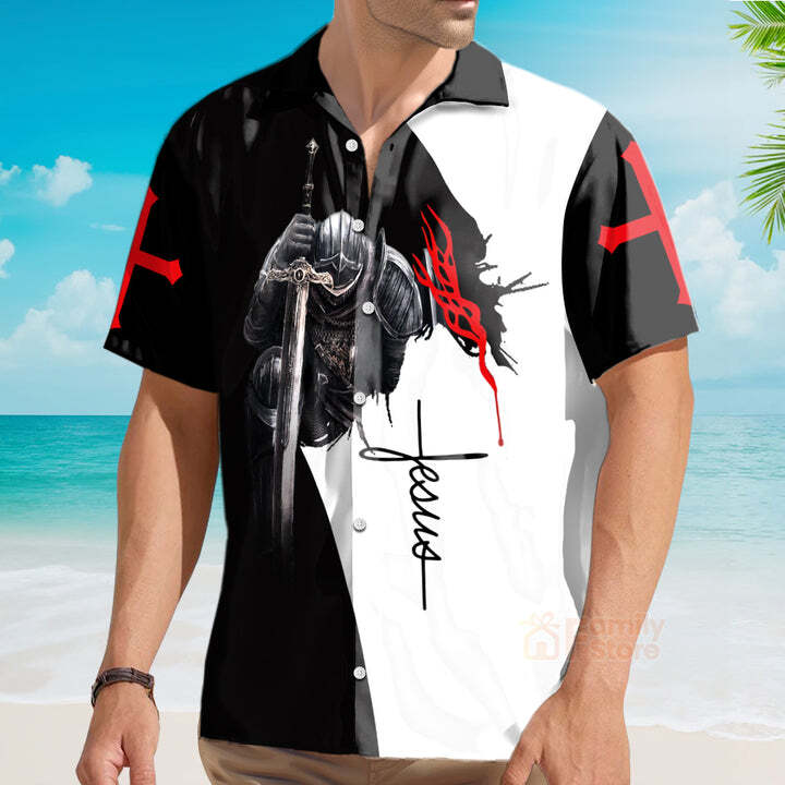 Man of Faith Templar Knight Christian God Jesus Hawaiian Shirt Unisex T-Shirt M