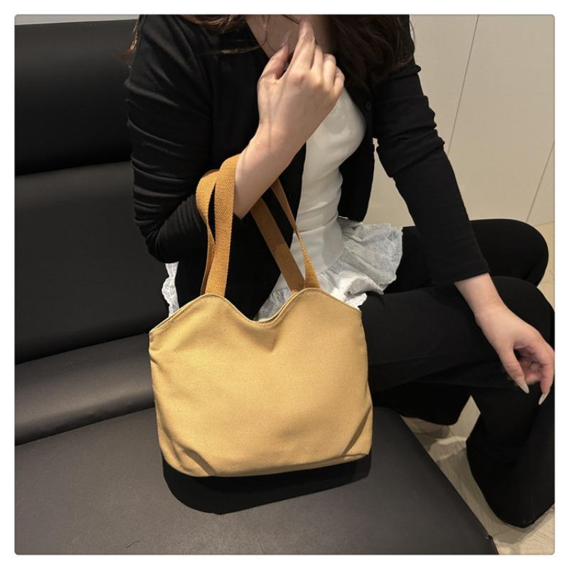 

Нишевая простая однотонная сумка-тоут женская новая персонализированная модная простая сумка через плечо литературная и повседневная холщовая сумка светло-коричневого