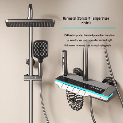 Genuine All-Copper Thermostatic Shower Set with Digital Display and LED Rainfall Function