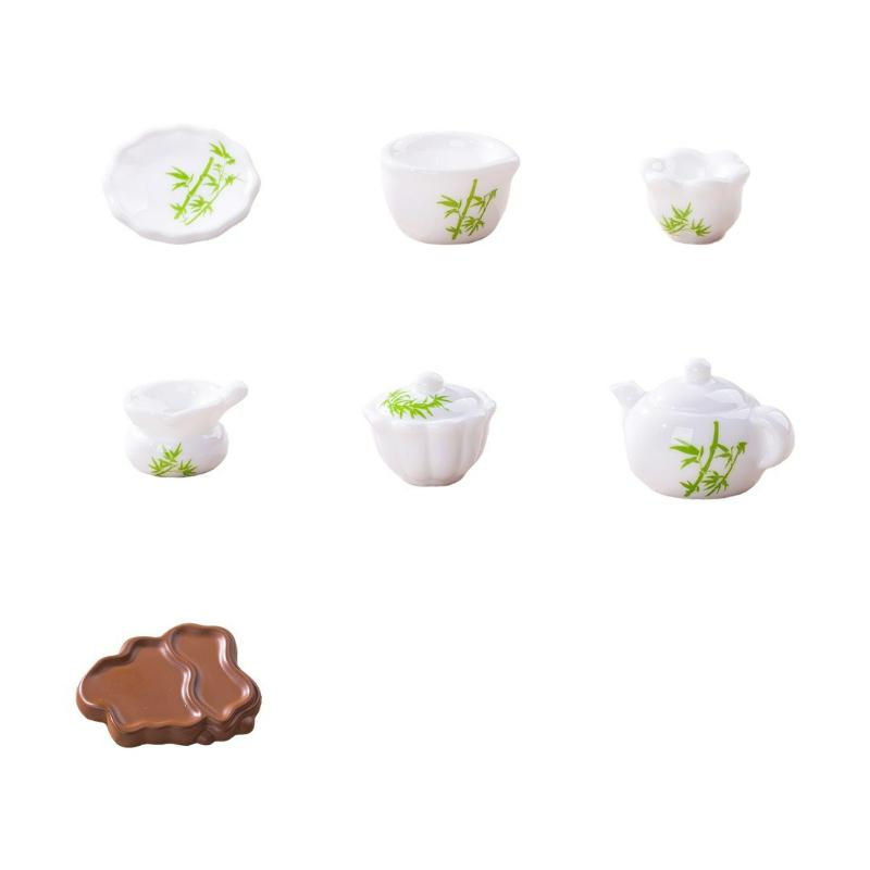 7-25pcs Resin Miniature Tea Set Creative Micro Landscape Dish Cup Plate DIY Decoration Dollhouse Tea Set Desktop Small Ornament