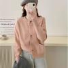 Autumn and Winter New Lazy Loose Solid Color Knitted Cardigan Women's Round Neck Color Button Sweater Jacket Tide