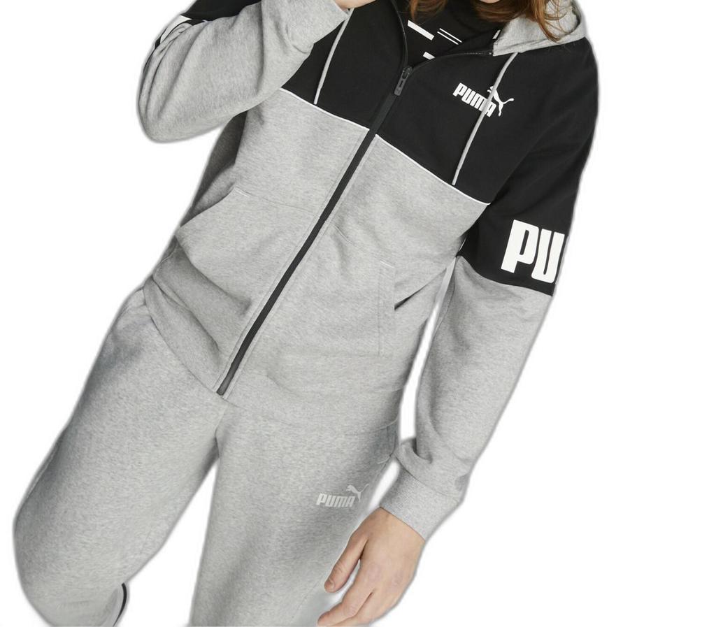 Felpa con cappuccio Puma Power con zip integrale Grigia [849842 04] r.S