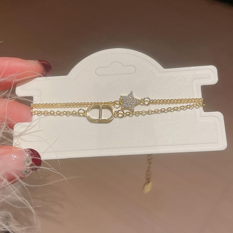 Kstyle Womens Fashion Jewelry With Zircon Encrusted Oval Geometric Charm Bracelet золотой