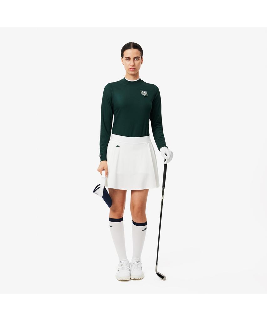 LACOSTE Women'S Graphic Point Mock Neck Long Sleeve T-Shirt Tf2765-54N Yzp