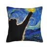 Mini Schnauzer Dog Van Gogh Starry Night Pillowcase Polyester Cushion Cover Decorations  Pillow Case Cover Sofa Square cm