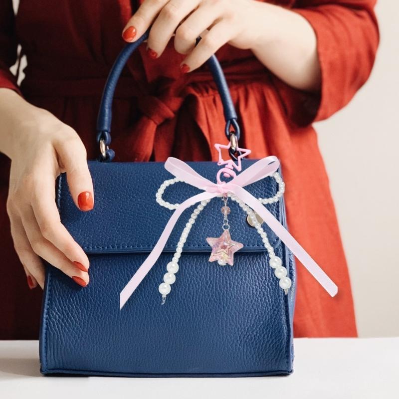 Star Keychain Aesthetic Keyrings Lovely Bows Keyholders Car Key Rings Creative Bag Charm for Bag Decoration
