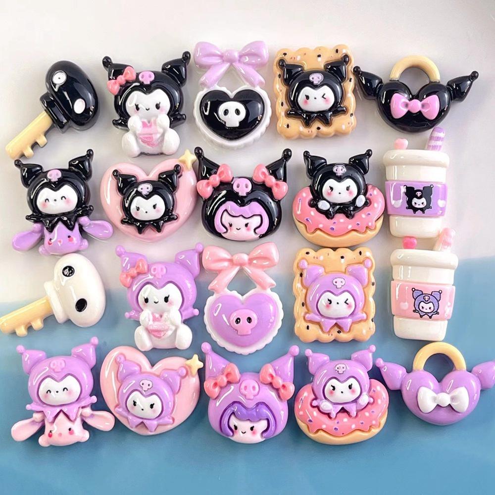 Kreskówkowe Fioletowe Ryżowe Akcesoria z Żywicy Do Rękodzieła DIY, Gumki do Włosów i Spinki do Włosów